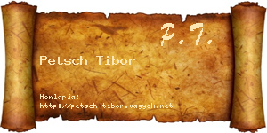 Petsch Tibor névjegykártya